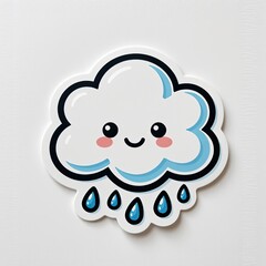 Cute Cartoon Cloud with Raindrops and Smile for Playful Designs