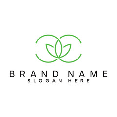 C Alphabet green leaf vector illustration