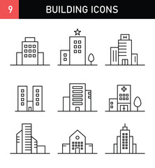 9 High Rise Building Editable Icons