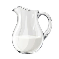 glass pitcher filled with fresh milk on transparent background