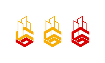 premium logo business initials CB building