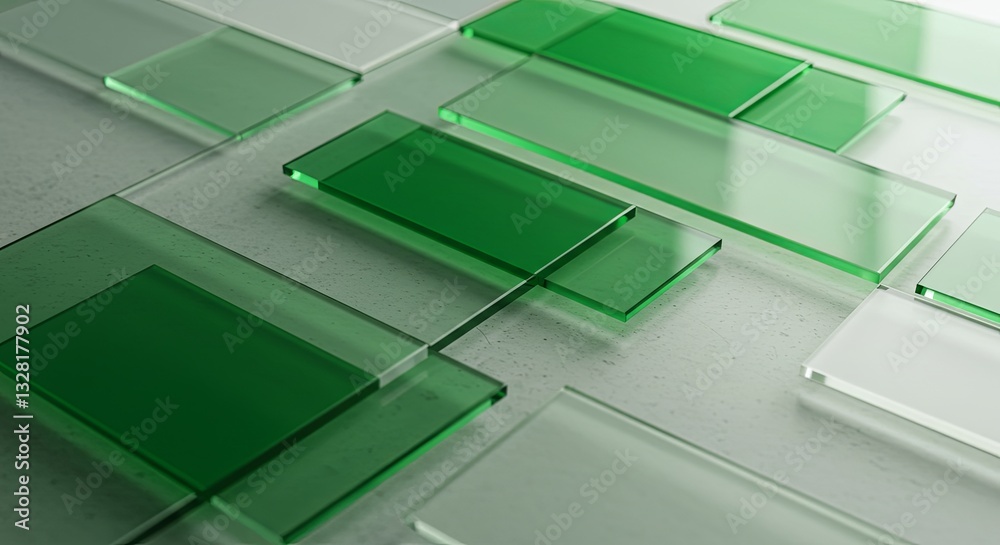 Aufkleber a collection of green and white glass blocks arranged in a pattern