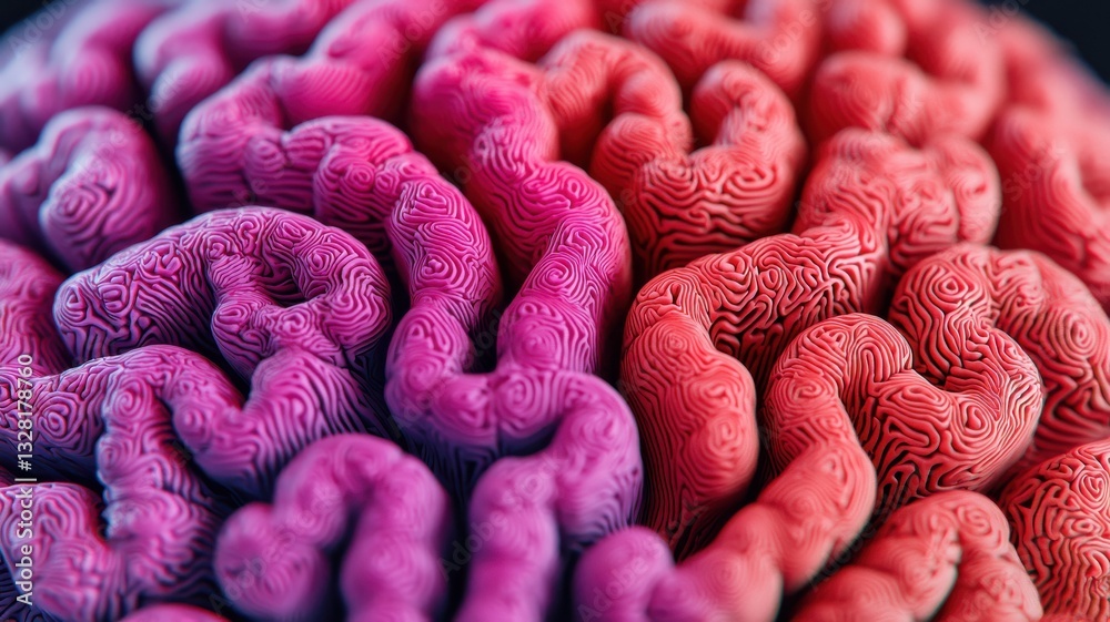 Poster exploring brain functionality through colorful neural patterns science lab digital art close-up neur