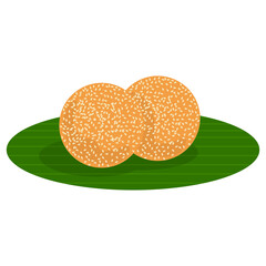 Onde-onde Indonesian Traditional Snack Illustration