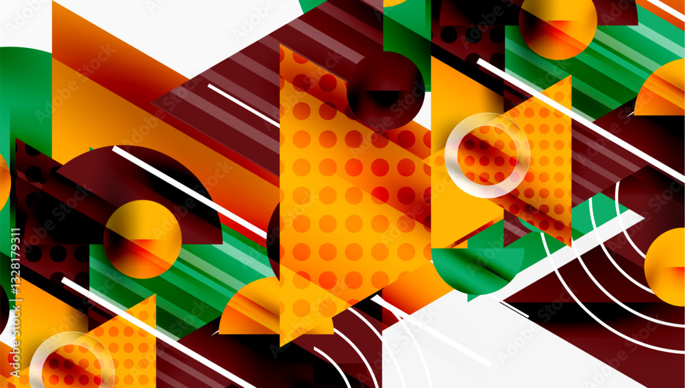 Aufkleber Sleek abstract background - layered triangles with vibrant gradient tones. Semi-transparent shapes add depth and contemporary aesthetic