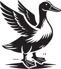 Obraz premium duck vector illustration, duck logo design, duck vector icon, duck silhouette vector, duck silhouette vector black and white full body eps file