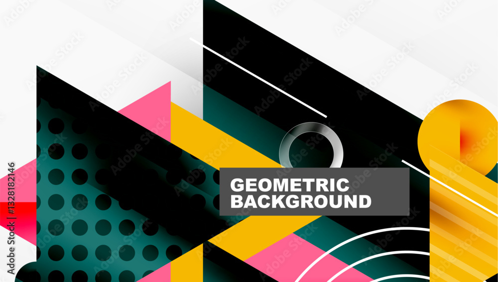 Aufkleber Sleek abstract background - layered triangles with vibrant gradient tones. Semi-transparent shapes add depth and contemporary aesthetic
