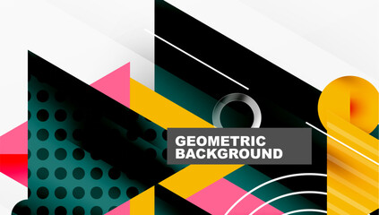 Sleek abstract background - layered triangles with vibrant gradient tones. Semi-transparent shapes add depth and contemporary aesthetic