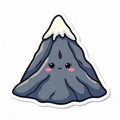 Cute Cartoon Mountain with Smiling Face and Creamy Snow Cap