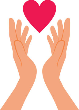 Hands Holding a Heart Showing Empathy and Love Concept Illustration. Generous person expressing love and empathy 


