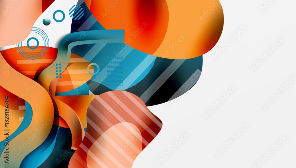 Poster abstract background - lines circles and liquid shapes