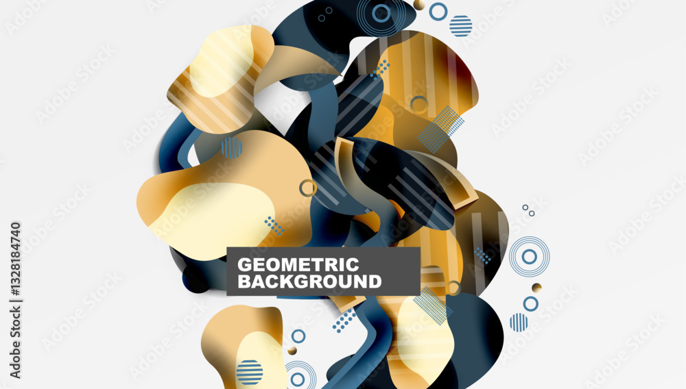 Poster abstract background - lines circles and liquid shapes
