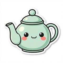 Obraz premium Cute and Playful Cartoon Teapot Character with a Cheerful Smile