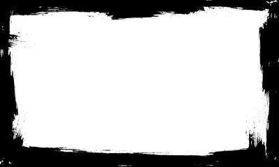 Fototapeta premium black ink brush painting frame border grunge graphic element artistic
