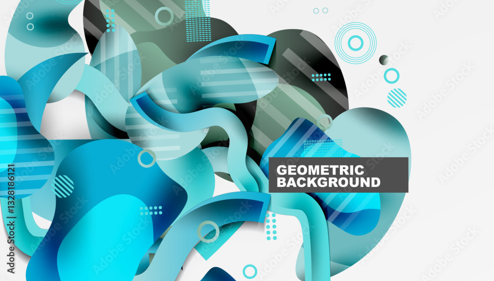 Poster abstract liquid shapes and lines background