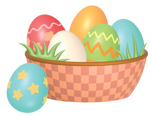 Colorful Easter Eggs in Basket