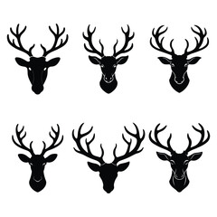 deer head silhouette vector illustration bundle