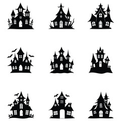 Halloween house vector illustration bundle