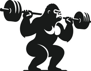 gorilla lifting weights vector animal silhouette