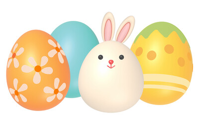 Colorful Easter Eggs with Cute Bunny Illustration