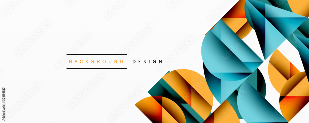 Aufkleber Abstract geometric background with layered gradient shapes forming dynamic patterns. Overlapping semi circles and triangles create depth and contrast