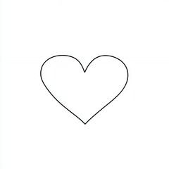 Simple Black Line Drawing of a Heart on White Background