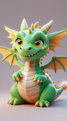 Fototapeta premium green dragon on white