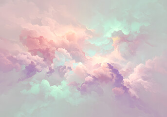 Abstract Pastel Cloud, Soft Swirls Background, Fluid Color Illustration, Generative AI image