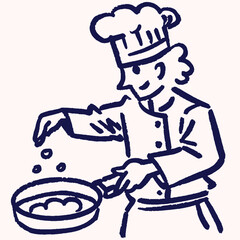 Chef cooking outline illustration