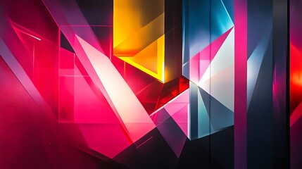 Geometric Abstract with Vibrant Colors and Sharp Lines Creates Dynamic Design