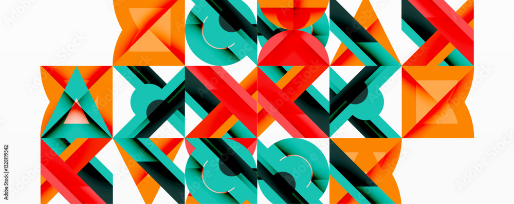 Poster Minimal geometric abstract background. Circle square and triangle design