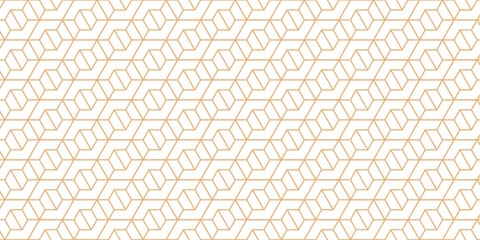 Golden Geometric Hexagon Pattern on White Background, Abstract Seamless Hexagonal Lines Texture