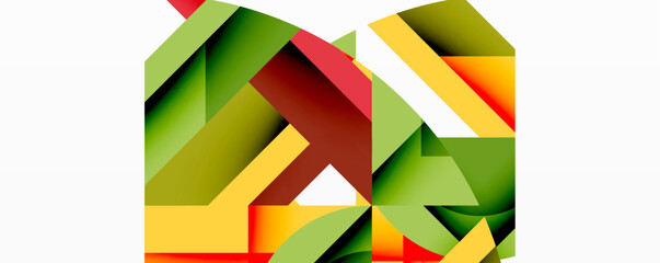 Circles, semi circles, squares and round triangles. Geometric mosaic style pattern abstract background for wallpaper, banner, backdrop, card, book Illustration, landing page
