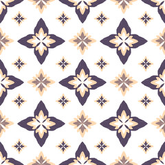 Brown ethnic boho seamless pattern. Traditional floral ornament. Tribal pattern. Folk motif.
Victorian style. Wallpaper, rugs, carpets, and curtains.