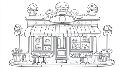 Cute Bakery Shopfront Illustration