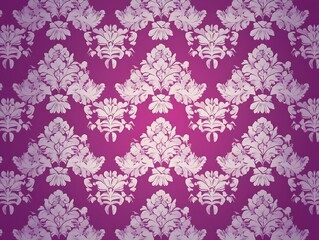 Vintage Floral white Patterned Pink Wallpaper with Elegant Flowers on purple background illustration abstract
