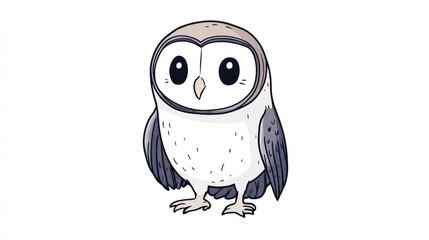 Obraz premium Cute cartoon owl, front view, simple design, for kids' illustration, educational materials