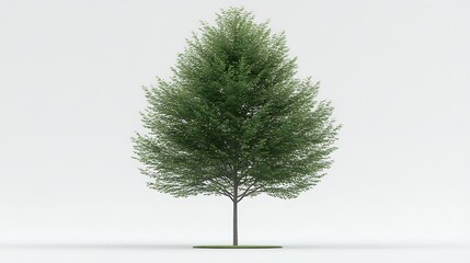 Fototapeta premium Isolated Green Leafy Tree with Spreading Branches on White Background with a slight shadow under tree