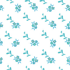Seamless beautiful blue flower pattern