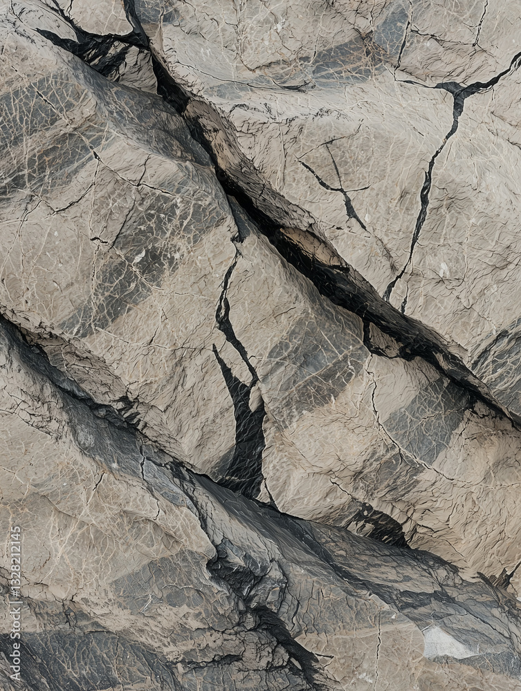 Aufkleber detailed macro image of rock surface showcasing intricate cracks, textures, and natural patterns, emphasizing rugged and weathered appearance of stone