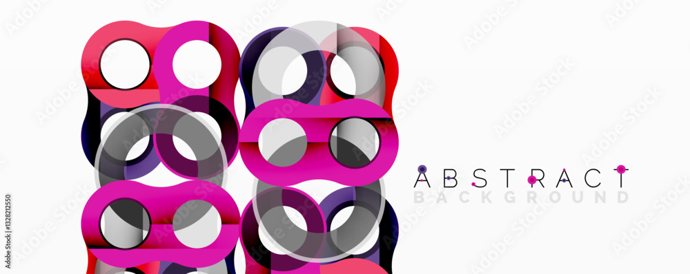 Aufkleber Abstract circle element composition with overlapping circular and tubular shapes featuring smooth gradients, transparency effects, and dynamic layering