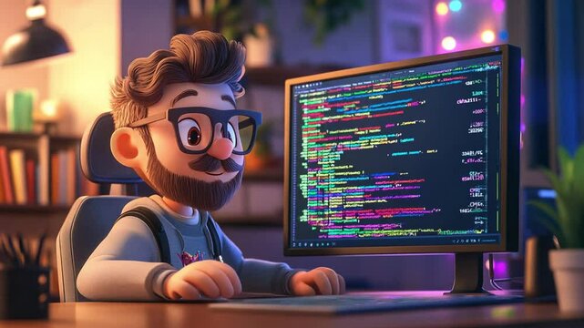 cartoon character cute Software Developer Videos 4K
