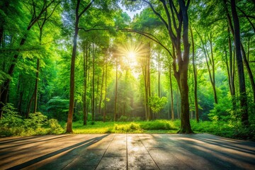 Fototapeta premium Mysterious Forest Opening: Vacant Space in Lush Woodland