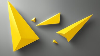 Abstract Yellow Triangles on Gray: Modern Geometric Art, Sharp Shapes, and Minimalist Design for Backgrounds and Creative Projects.