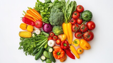 Fresh Organic Vegetables Arranged in a Circular Pattern, Showcasing Vibrant Colors and Natural Beauty