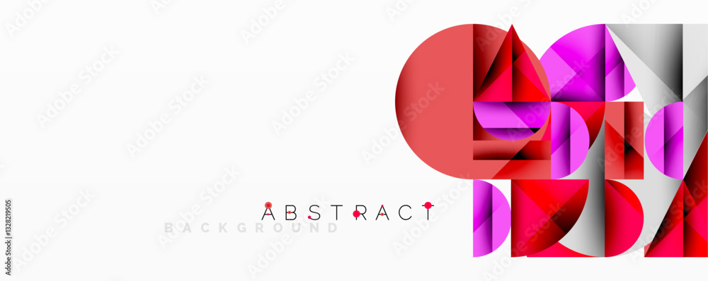 Poster Modern abstract composition with layered circles and angular segments featuring gradients, transparency effects, and a structured geometric layout