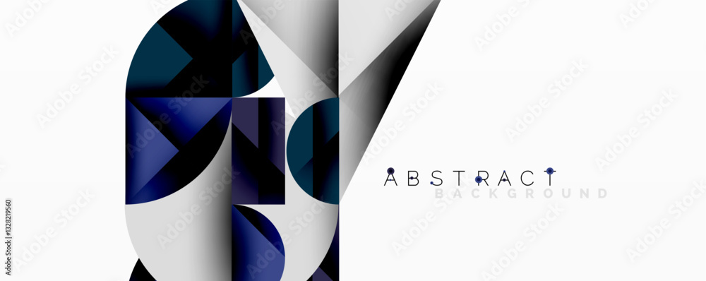Aufkleber Modern abstract composition with layered circles and angular segments featuring gradients, transparency effects, and a structured geometric layout