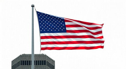 American Flag Waving Against a Clear Sky