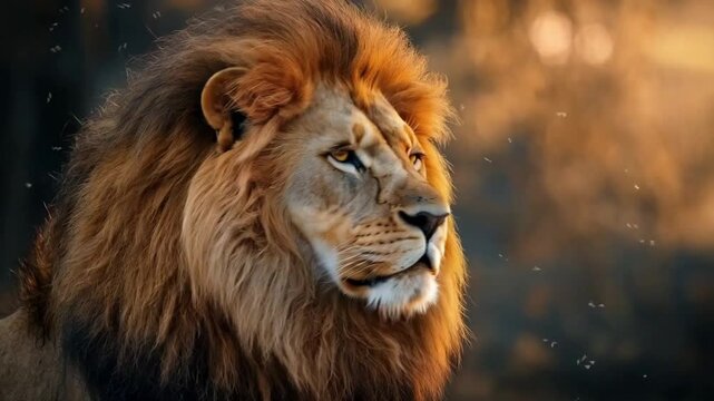 The lion, known as the king of the jungle, symbolizes strength, courage, and majestic beauty.