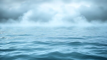 Sea landscape view with cloudy sky above, wide aquatic ocean
